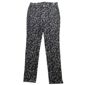 MICHAEL KORS Pants Womens Small White Floral Jacquard Lace Old Money Pull On